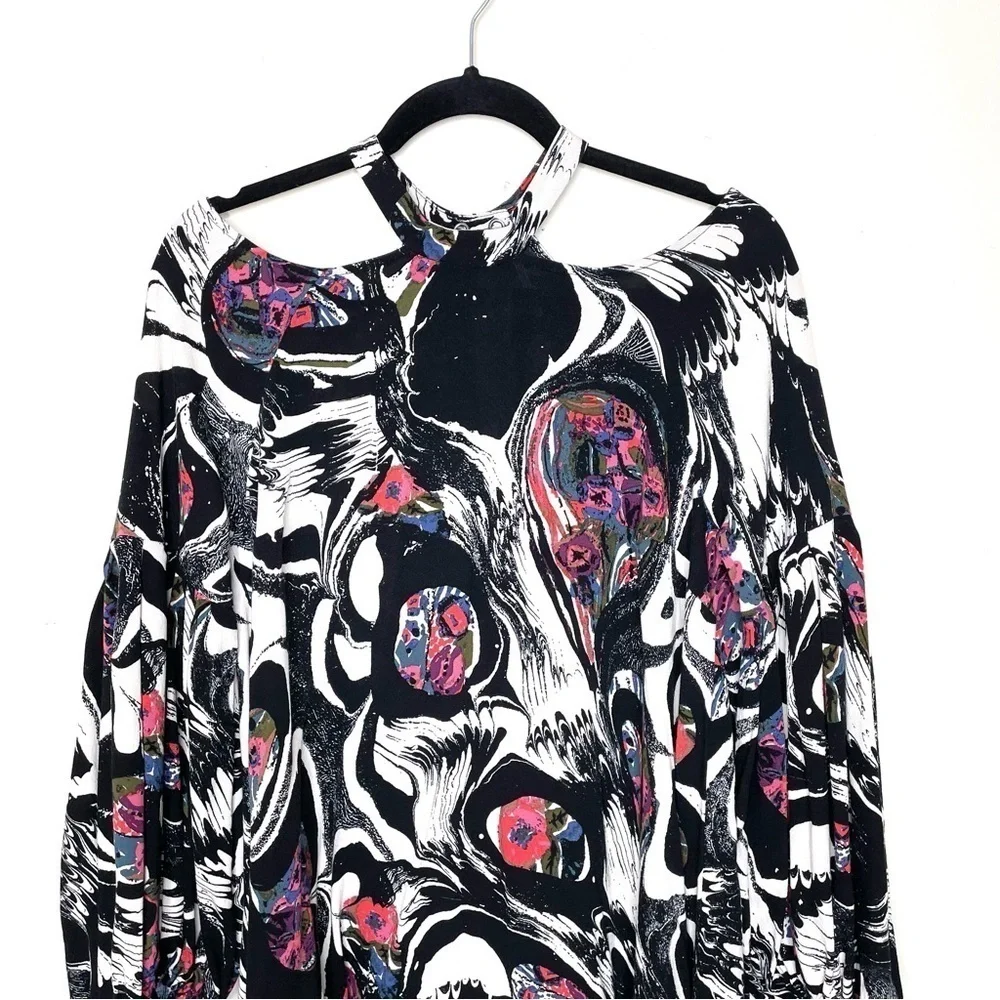 Free People Drift Away Cold Shoulder Tunic‎ Top Multicolored